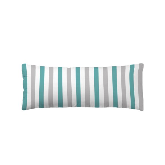 Teal Grey Stripe Body Pillow Cover 20x54, Modern Farmhouse Vertical Striped Decorative Pillowcase with Zipper, Microfiber Pillow Protector, Soft Breathable Long Lumbar Pillowcases for Women
