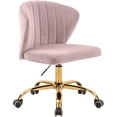 thumbnail image 1 of Meridian Furniture Finley Chaise de Bureau Pivotante Réglable en Velours Rose et Or, 1 of 6