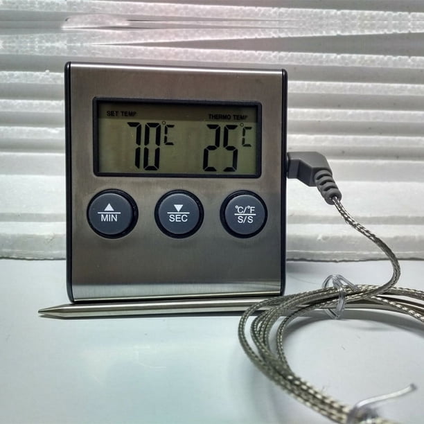Termómetro digital para cocinar carne con sonda dual, termómetro grande con retroiluminación LCD para parrilla de alimentos con modo de temporizador para ahumador, cocina, horno, barbacoa