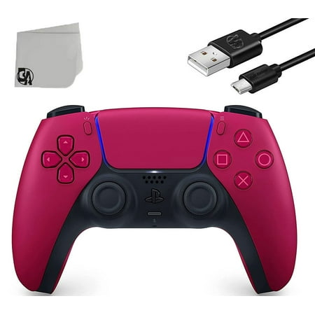 Pre-Owned DualSense PS5 Wireless Red Controller With Charging Cable Bundle with BOLT AXTION