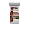 thumbnail image 2 of Ambesonne Fall Fitted Sheet & Pillow Sham Set, Idyllic Countryside View, Queen, Multicolor, 2 of 3