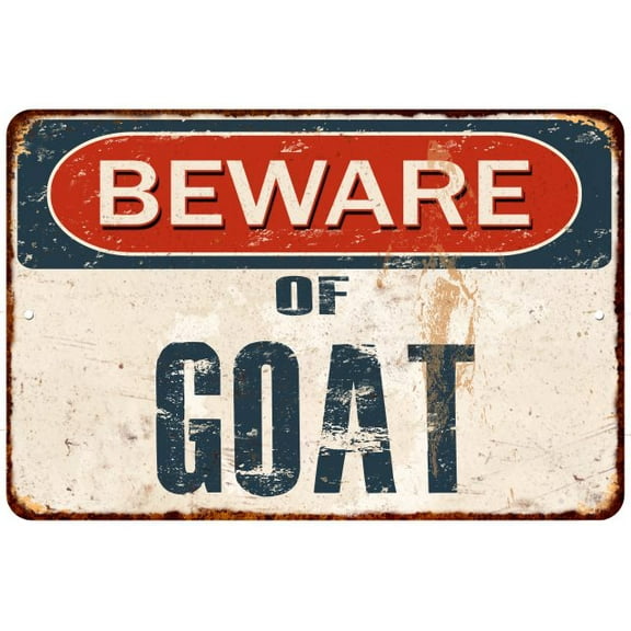Beware of GOAT Metal Sign Rusty Wall Decor 8x12 108120041040