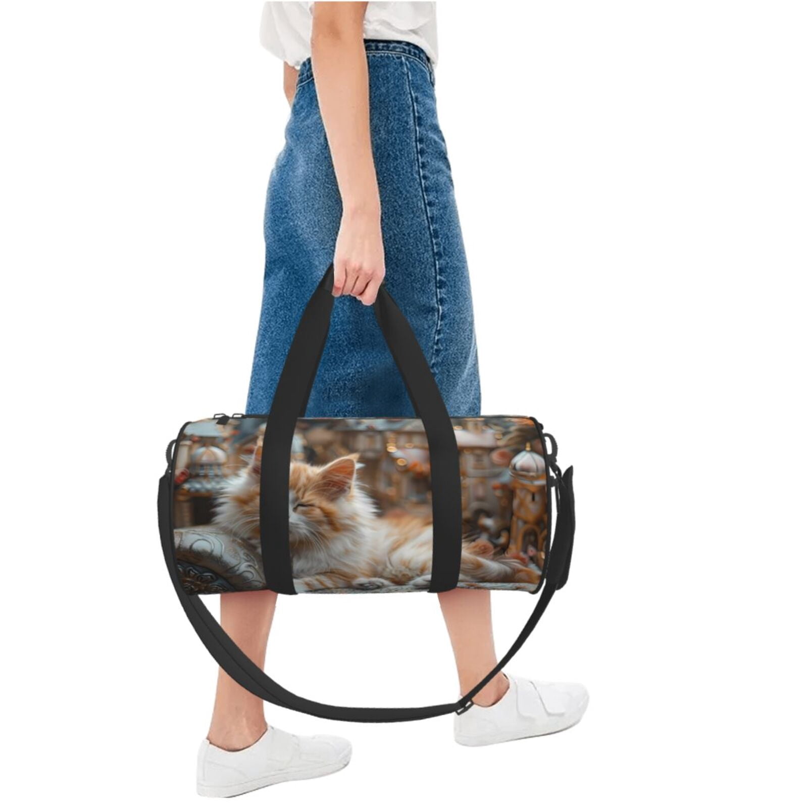 Vsdgher Serene Kitten Kingdom 45L Foldable Duffel Bag, Sports Gym Bag,Overnight Bag, Portable Weekender Bag for Airplanes