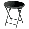 thumbnail image 1 of Outsunny 18" Outdoor Folding Table with Tempered Glass Top, Black, 1 of 10