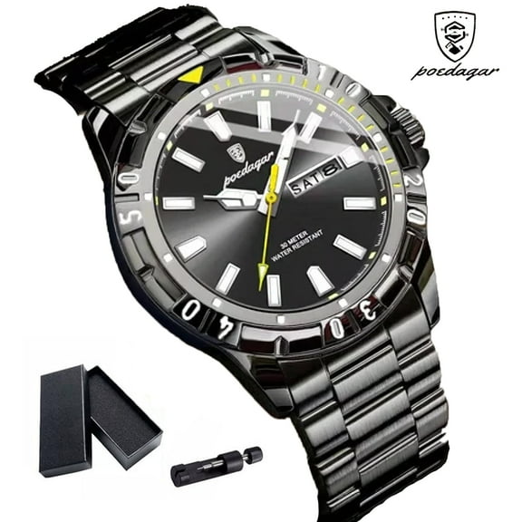 Poedagar Luxury Military Sports Waterproof Luminous Date Week Men's Blue Quartz Watches