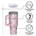 thumbnail image 4 of Pink Breast Cancer Tumbler with Handle and Lid,40oz Double Wall Vacuum Insulated Tumbler,Cups Gift for Women and Men, 4 of 7
