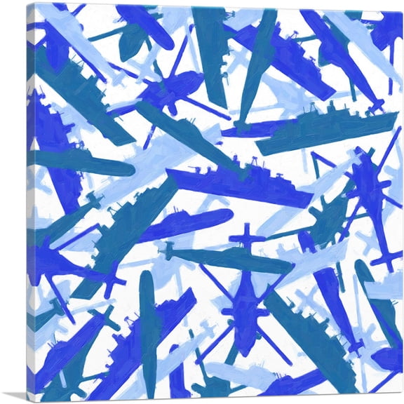 ARTCANVAS Navy Army White Baby Blue Camo Camouflage Pattern Canvas Art Print - Size: 36" x 36" (1.50" Deep)