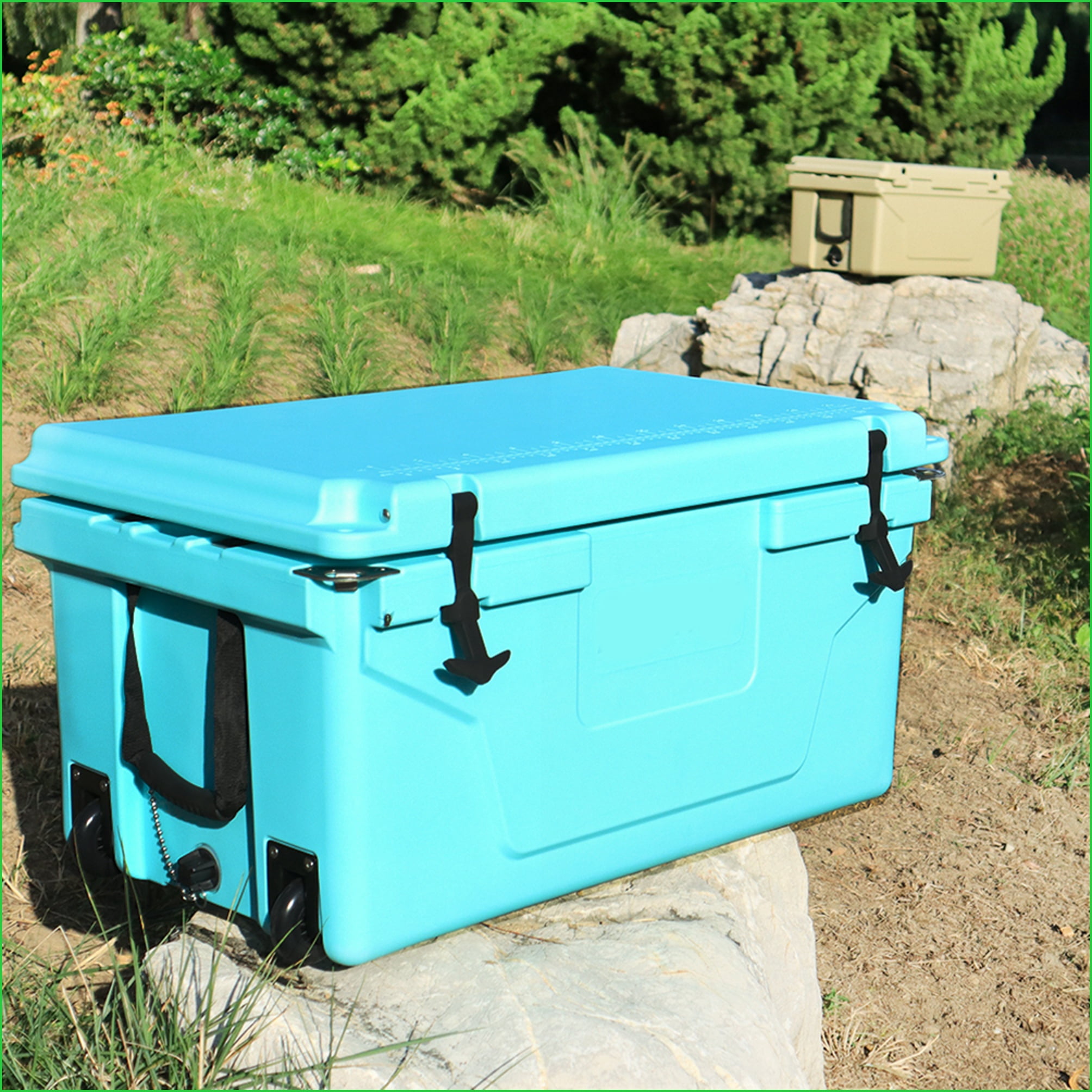 Ice Cooler 65QT Royal Blue Rotomolded Ice Chest for Camping Fishing Boating | Blue | Plastic