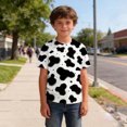 thumbnail image 6 of Smupbvky Toddler Boys Girls Short Sleeve T Shirts Black and White Cow Print Tops Kids Cute Crew Neck Summer Casual Tee (5 Years, Black), 6 of 6