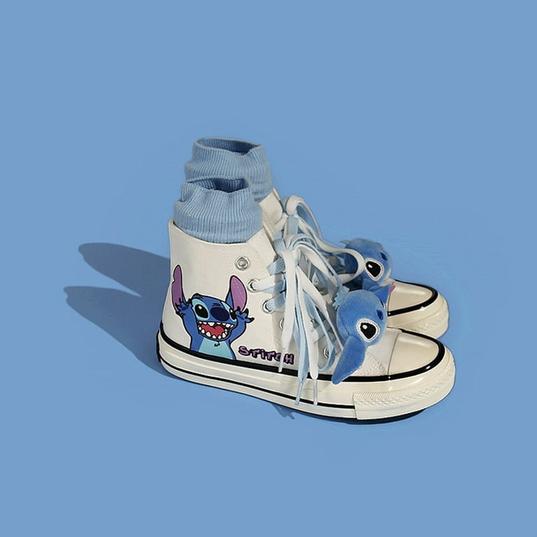 Cartoon Stitch Adults Sneakers High Top Canvas Tennis Shoes Star Girls Ladies Womens New