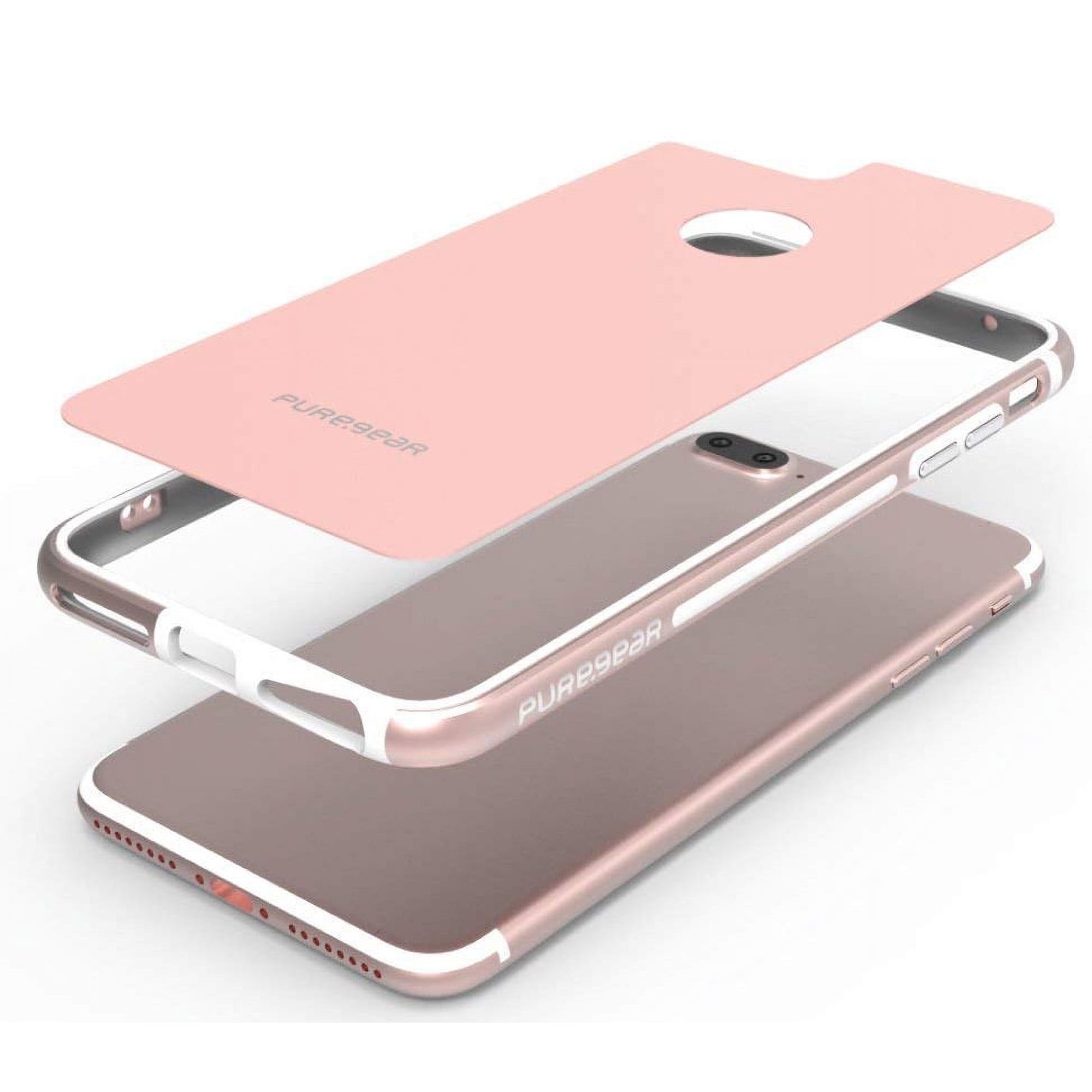 PureGear [Blush Rose Gold] GlassBak 360 Bumper Frame Case Cover with Back/Rear Tempered Glass Panel for Apple iPhone 8 Plus, 7 Plus, 6 Plus