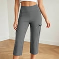 thumbnail image 5 of QTSHPN Womens Scrub Pants Sleek High Waist Cargo Style Stretchy Flex Capri with Flat Front for Summer Pants Women Grey S, 5 of 5