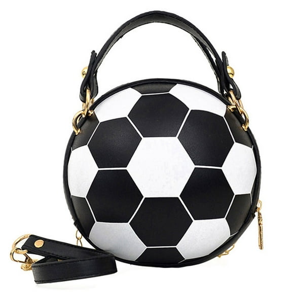 MUSOIE Soccer Ball Shaped Cross Body Bag for Women Round Handbag PU Leather Shoulder Bag Purses