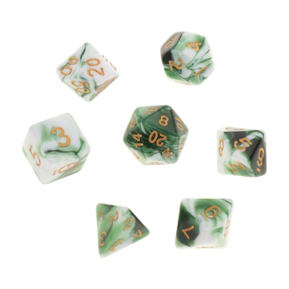 Polyhedral Dice Board Games Double-Colors Family Games D12 D20 Role for Dnd Rpg Mtg White Green