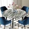 thumbnail image 5 of Elastic Fitted Round Tablecloth, Sage Green Vintage Waterproof Stretch Table Cover for 36"-44" Tables, Stripes Painting Retro Abstract Art Washable Outdoor Tablecloths for Patio, Picnic, Camping, 5 of 9