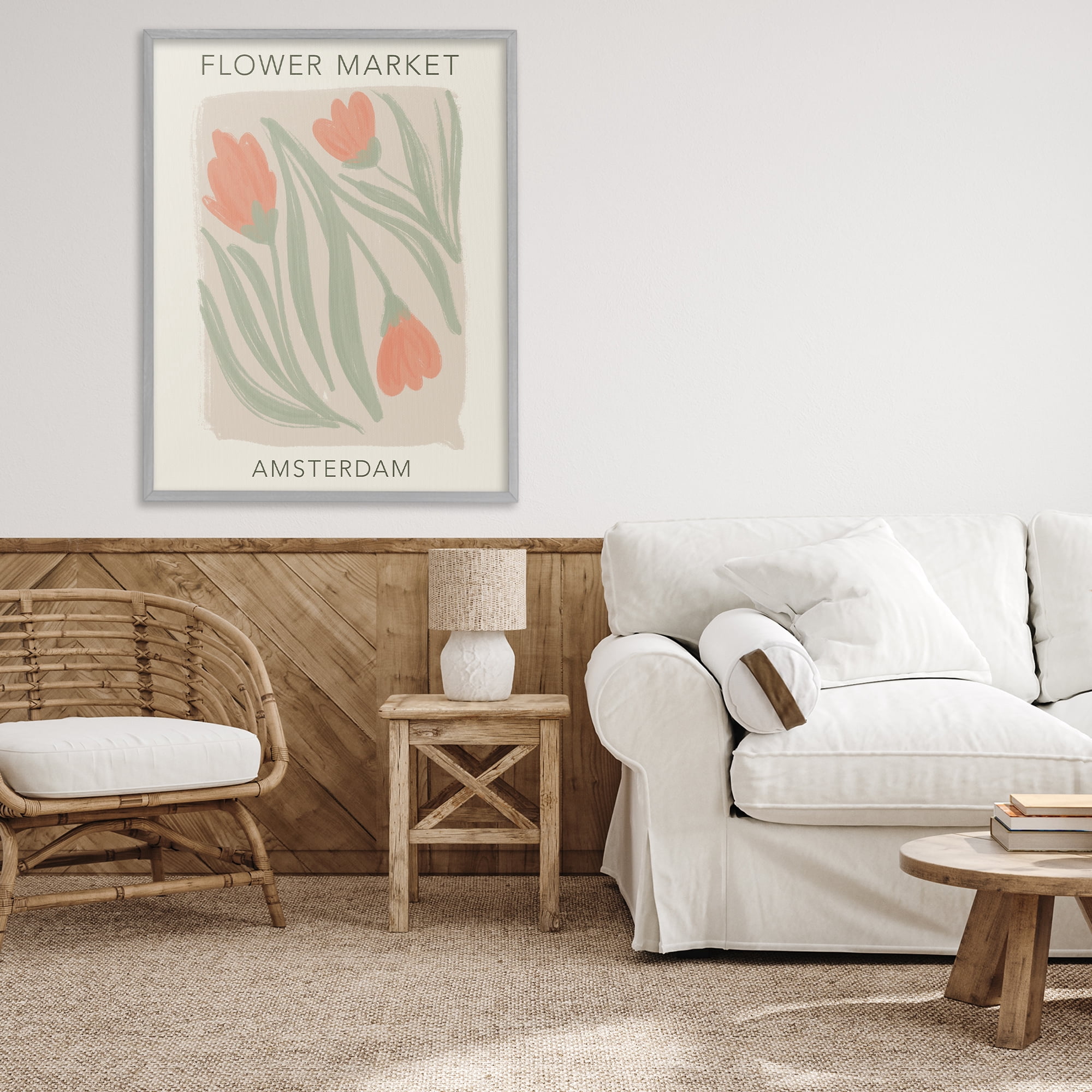Stupell Industries Soft Amsterdam Flower Market Gray Framed Giclee Art, design by Lucille Price