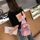 thumbnail image 5 of Mochila de cuero tipo sling para mujer - Pequeña bolsa de pecho con múltiples bolsillos para senderismo, viajes y uso diario, 5 of 6