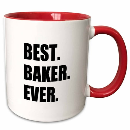 3dRose Best Baker Ever - bold black text - hobby work and job pride gifts - Two Tone Red Mug,