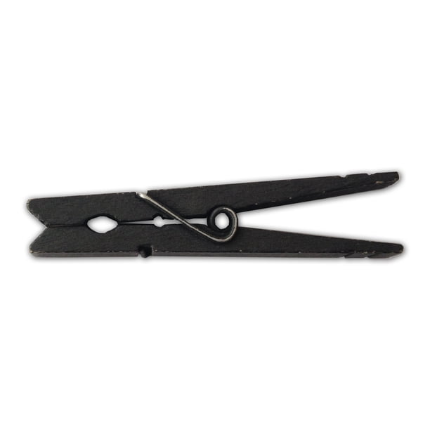Pinzas para ropa LWR CRAFTS de madera, tamaño grande, 8,4 cm, 30 unidades, color negro