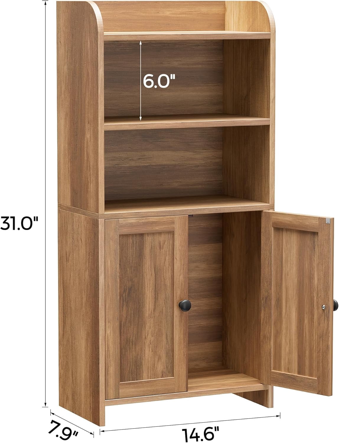 Small Bathroom Storage Cabinet, Freestanding Toilet Paper Storage with 2 Doors and Shelves, Bathroom Organizers and Storage for Small Spaces, 7.9" D x 14.6" W x 31" H, Rustic Walnut