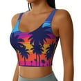 thumbnail image 2 of Fotbe Beach with Palm Trees Pattern Womens' Sports Bra Longline Wirefree Padded with Medium Support Sports Moisture-Wicking Workou Vest,Tank Top-XX-Large, 2 of 7