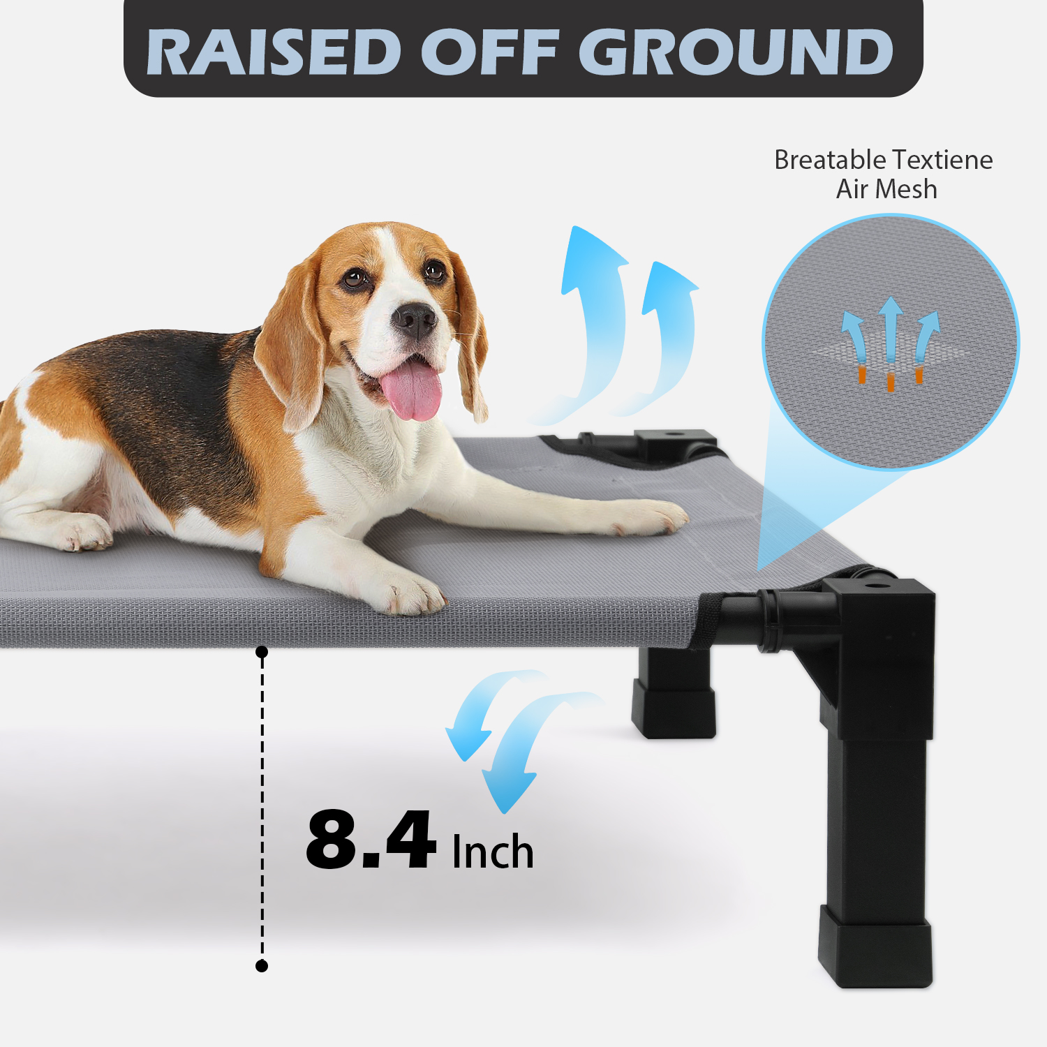 Niubya Cooling Elevated Dog Bed Medium, Grey photo 7