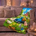 thumbnail image 6 of Cartoon Farmyard Dog Blue Truck Cow Garden Friends, Cozy Friendship Quote Scene, Warm Flannel Blanket for Ranch House and Living Room, Animal Lovers Friendship Gift, Artistic Home Decor, 6 of 9