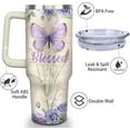 thumbnail image 2 of Butterfly Tumbler with Lid and Straw, Stainless Steel 40oz Tumbler with Handle, Butterfly Travel Coffee Mug Water Bottle, Butterfly Gifts Cups for Women and Girls, 2 of 6