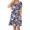 thumbnail image 3 of ANYJOIN Women's Summer Casual Dresses V Neck Short Sleeve Swing Dress with Pockets, 3 of 6