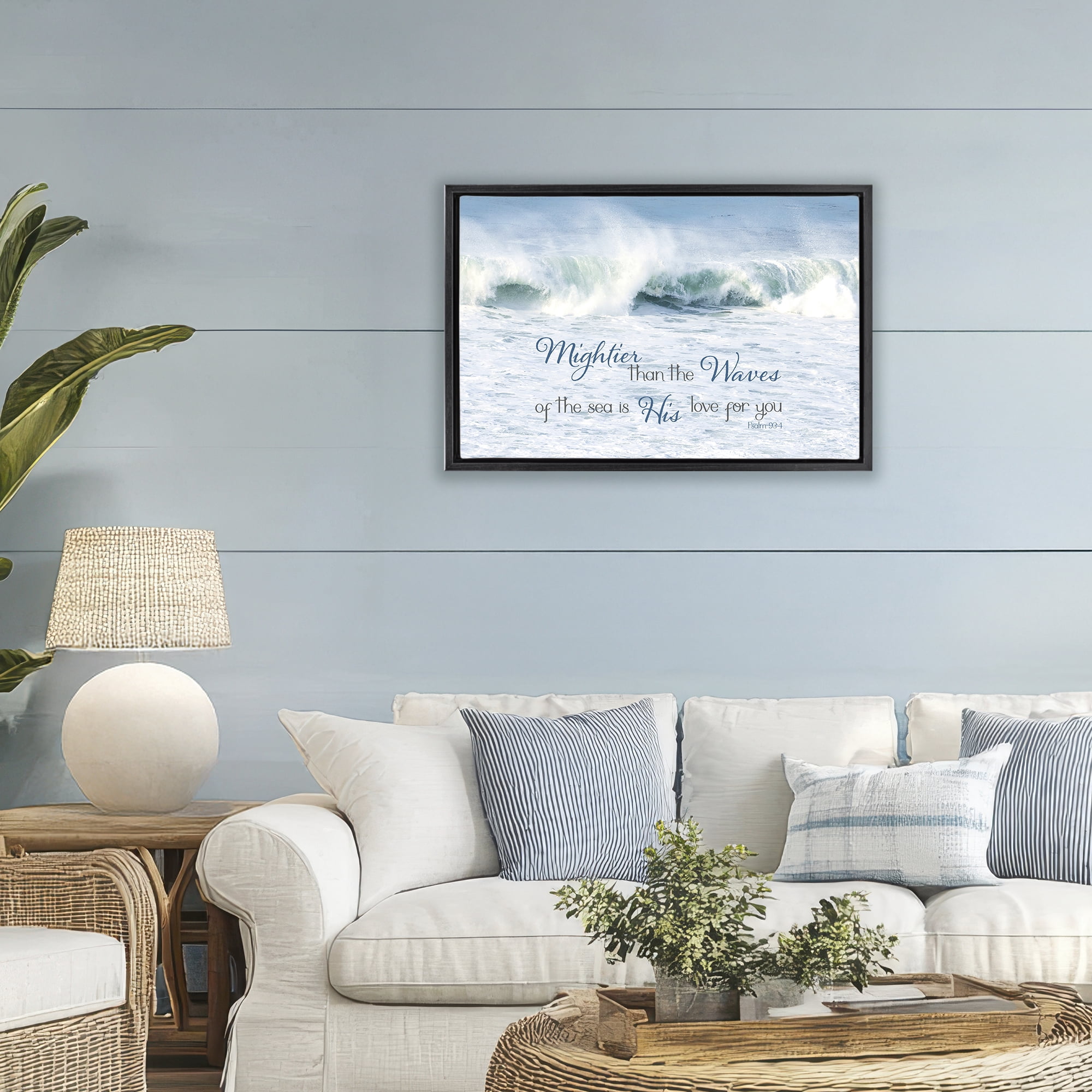 Stupell Industries Mightier Than The Waves Black Framed Floater Canvas Wall Art, design by Kathy Mansfield