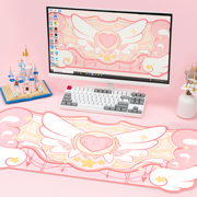 GeekShare Extended Mouse Pad & Wrist Rest Kits Non-Slip Rubber Mouse Mat for working , Gaming Star Wing Pink