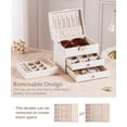 thumbnail image 4 of Caja de joyas Homde organizadora blanca de 3 niveles con cierre, 4 of 9