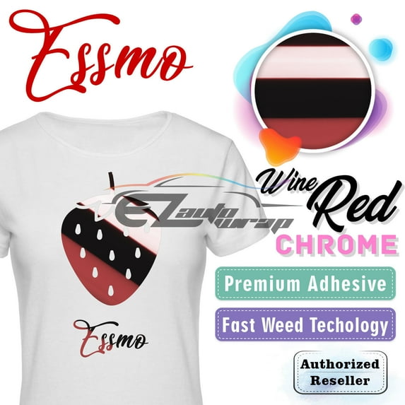 ESSMO Wine Red Chrome Heat Transfer Vinyl HTV Sheet T-Shirt 20" Wide Iron On Heat Press 20"x600"