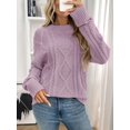 thumbnail image 5 of Women'S Oversized Cable Knit Crewneck Sweaters Light L, 5 of 9