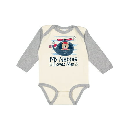 

Inktastic My Nannie Loves Me Grandson Gift Baby Boy Long Sleeve Bodysuit