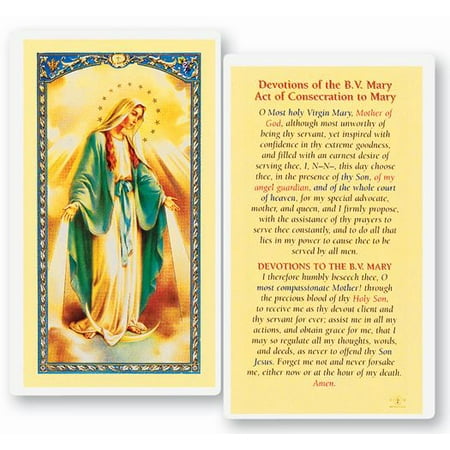 

Devotions of the Blessed Virgin Mary Laminated Catholic Prayer Holy Card with Prayer on Back Pack of 25