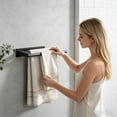 thumbnail image 4 of Wall Mounted No Drilling Stainless Steel Double Bar Towel Rack for Bathroom Storage and Organization, 4 of 7