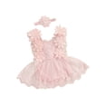 thumbnail image 2 of Gupgi 0-18M Baby Girls Romper, Summer Sleeveless Floral Lace Party Street Bodysuit Tops + Head Band, 2 of 9