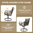 thumbnail image 3 of MELLCOM Patio Swivel Chair Set of 2, Heavy Duty Outdoor Dining Chairs with Cushions and Lumbar Pillows, Metal Patio Chairs Gentle Rocker for Outside, Garden Lawn & Porch, Backyard, Khaki, 3 of 7