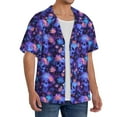 thumbnail image 2 of KLL Skull daisy purple Print Men's Shirt Short Sleeve Button Down Summer Cuba Beach Shirts- X-Large, 2 of 5