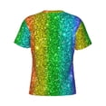 thumbnail image 6 of Qekee Glitter Rainbow Classic Fit T-Shirt Men's Shirt Men's Tight Short Sleeves for Exercise, Running, Mountaineering - Glitter Rainbow, 6 of 9