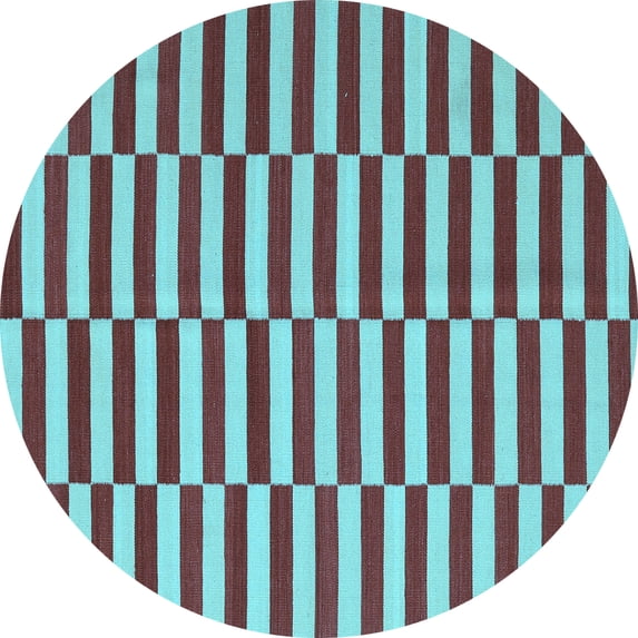 Ahgly Company Indoor Round Oriental Light Blue Traditional Area Rugs, 5' Round