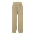 thumbnail image 6 of IDALL Linen Pants Women Wide Leg Pants Woman Women Fashion Solid Color Cotton Flax Elastic Long Pants Beach Leisure Trousers Loose Baleaf Pants Women Baggy Pants Khaki S, 6 of 6