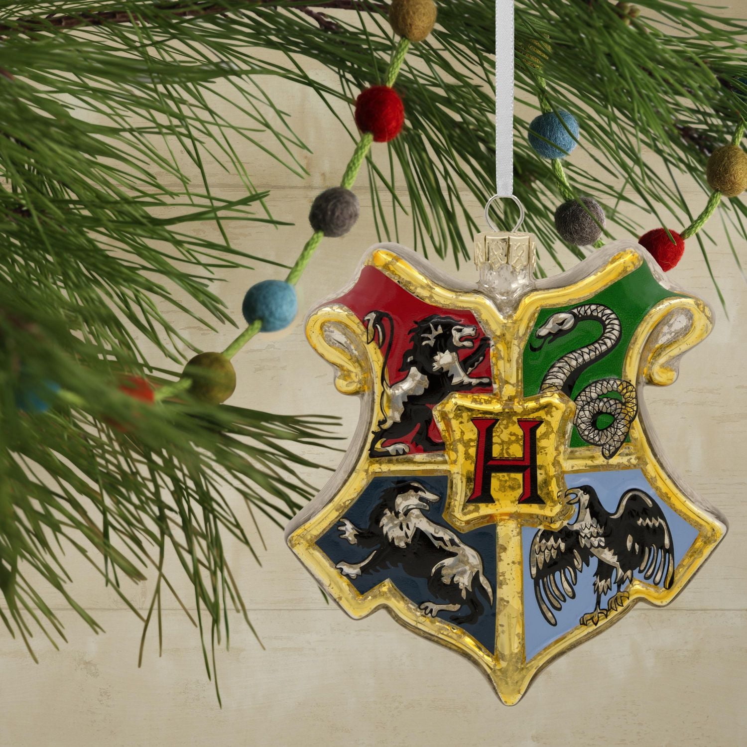 Décoration Hallmark de Noël (Écusson Poudlard, Harry Potter, verre soufflé)