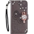 thumbnail image 3 of for Google Pixel 7 Case with Credit Card Holder, Glitter Bling Diamond PU Leather Wallet Phone Case Flip Folio Book Cover for Google Pixel 7 Owl Grey, 3 of 16