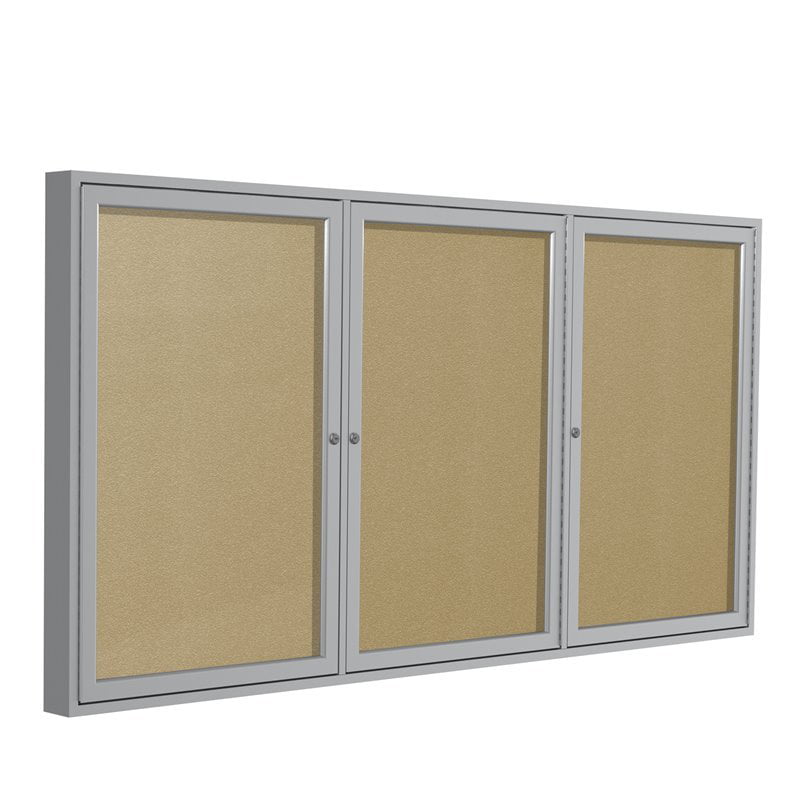 Black Cork 36" x 48" AdirOffice Double Door Glass Enclosed Bulletin Boards 