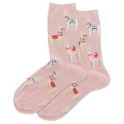 Hot Sox Womens Alpacas Crew Socks, Womens Shoe Size 4-10.5, Pink
