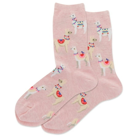 Hot Sox Womens Alpacas Crew Socks, Womens Shoe Size 4-10.5, Pink