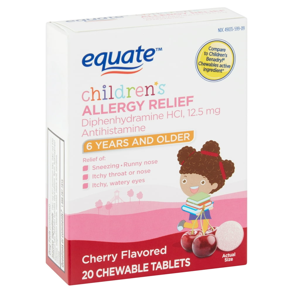 Equate Children's Cherry Allergy Relief Chewable Tablets, 6 Years