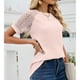 thumbnail image 3 of Verano Encaje Crochet Hallow Camiseta Manga Corta Cuello Redondo Ajuste Suelto Waffle Knit Raglan para Mujer, 3 of 6